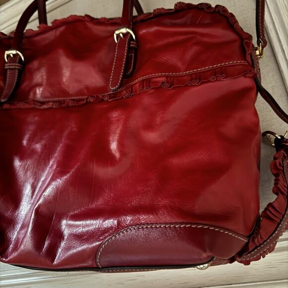 Gucci deep Red Sabrina Ruffle Boston Tote bag - Picture 3 of 16